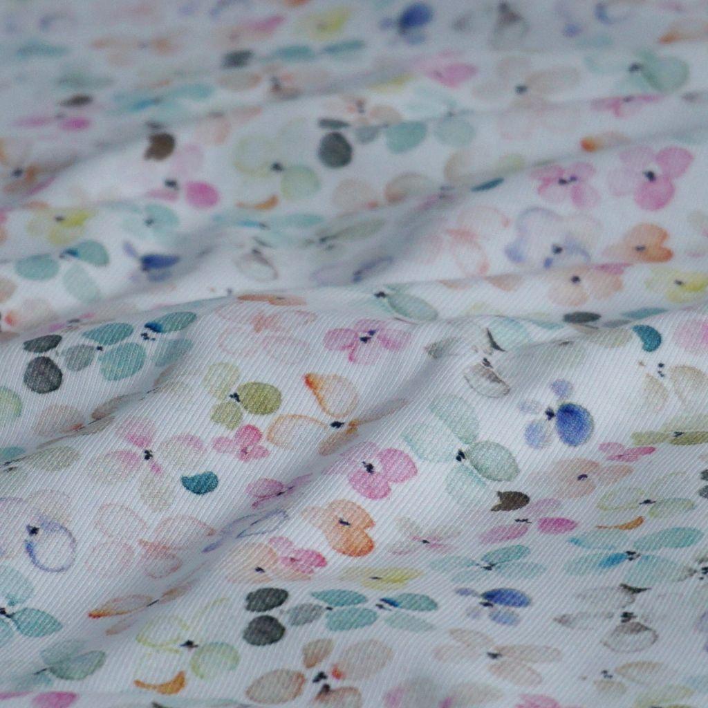 Baumwolljersey Blüten allover pastell bunt – FVJ